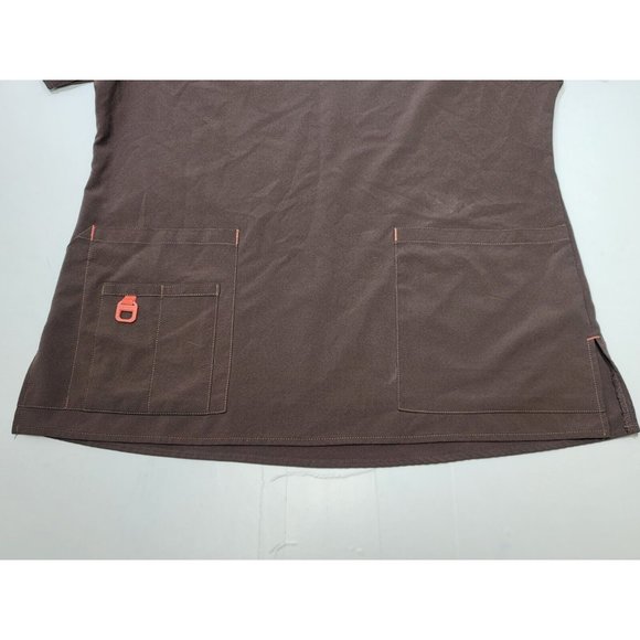Carhartt Brown Short Sleeve V Neck Pullover Scrub Shirt Womens Size Lg - Picture 3 of 7